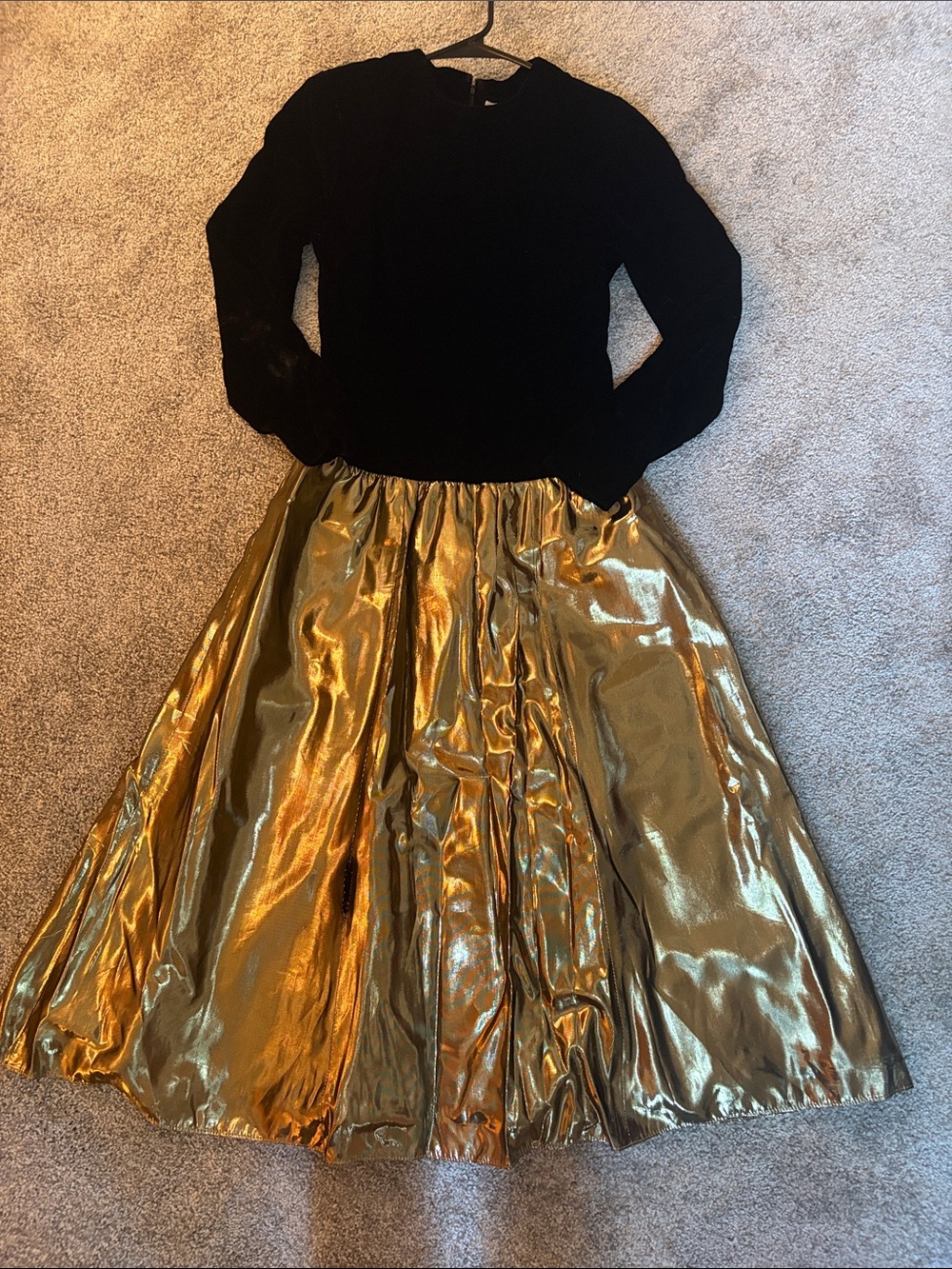 Vintage Velvet & Gold Metallic Dress